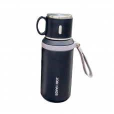 Φορητό παγούρι-θερμός με κούπα - 650ml - 954149 - Black