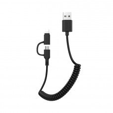 Καλώδιο φόρτισης & data 2in1 σπιράλ - Micro USB & Lightning - CL-53 - 1m - AWEI - 888209