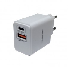 Αντάπτορας φόρτισης Fast Charge με 2 θύρες USB-A & Type-C - 18W - CX-54 - 110204