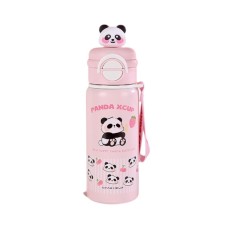 Παιδικό παγούρι-θερμός Panda με καλαμάκι - 500ml - 722344 - Light Pink